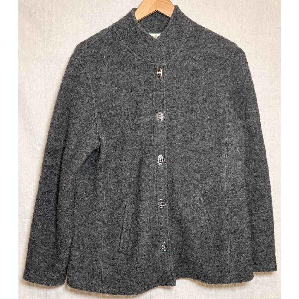 Vintage TALBOT'S Women's Gray Wool Blazer Jacket Rotating Buttons 2 Pockets Sz M
